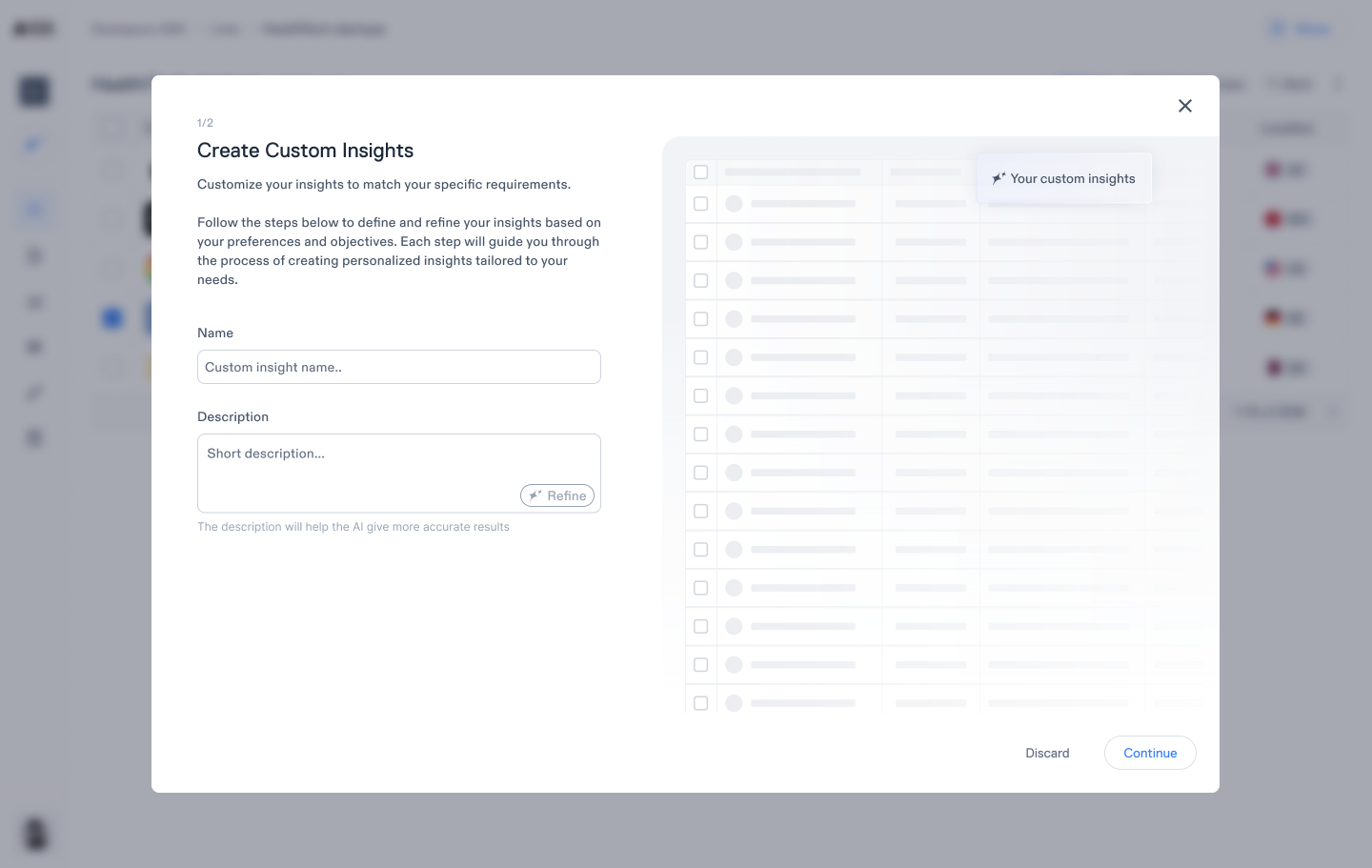 Custom Property name and description step