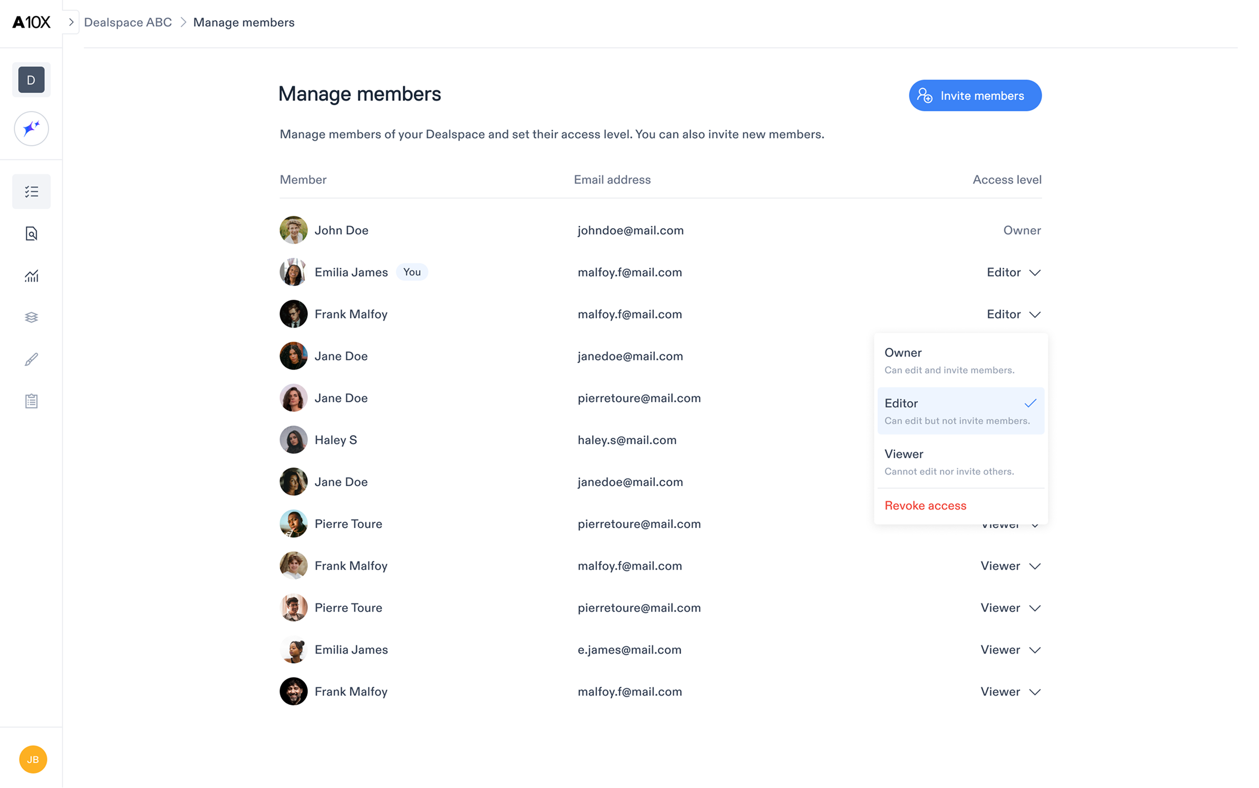 Settings - Manage members