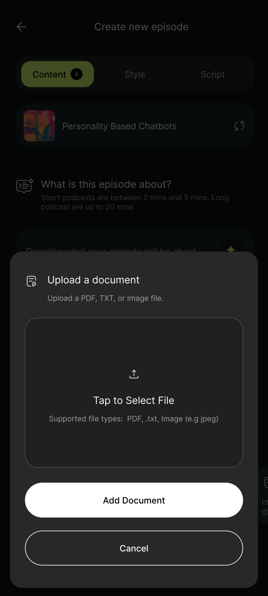 Upload a document