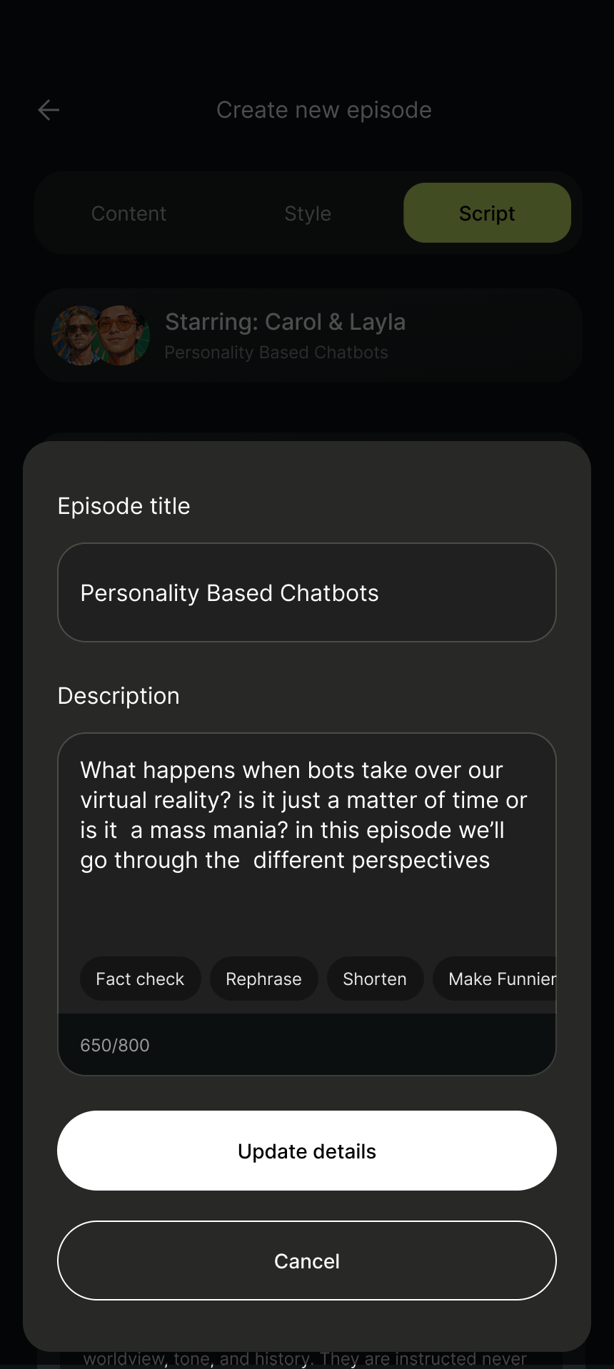Edit Episode information